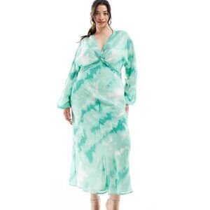 ASOS Curve sheer knot front midi dress